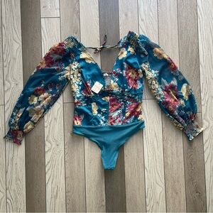 Free people Floral Long Sleeve Bodysuit